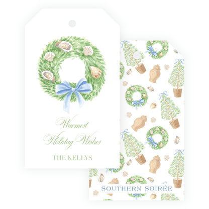 Seaside Noel Oyster Tree Square Gift Tag