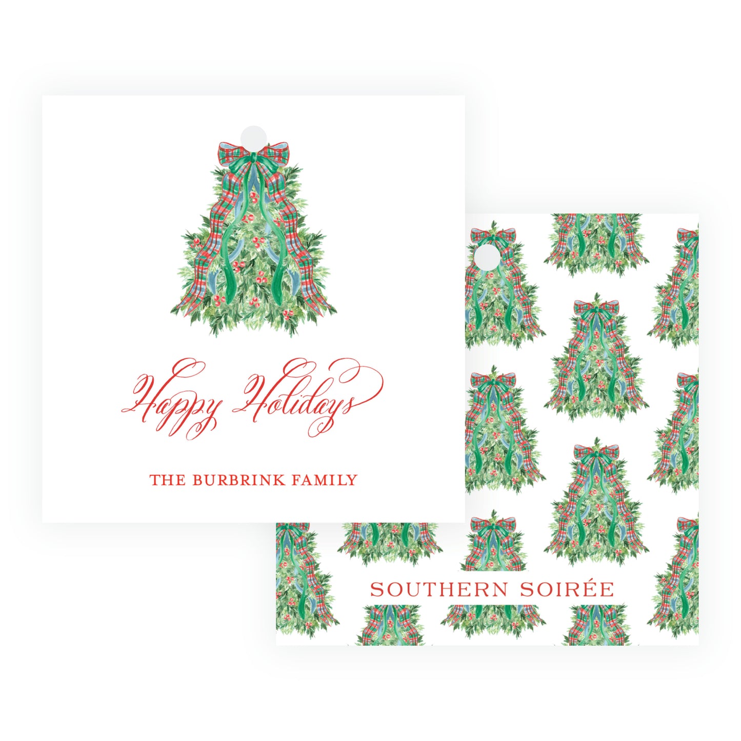 Christmas Plaid Tree Square Gift Tag