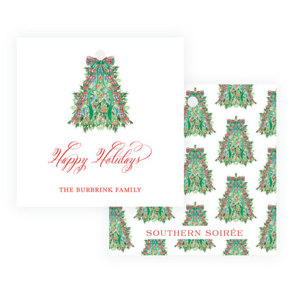 Christmas Plaid Tree Square Gift Tag