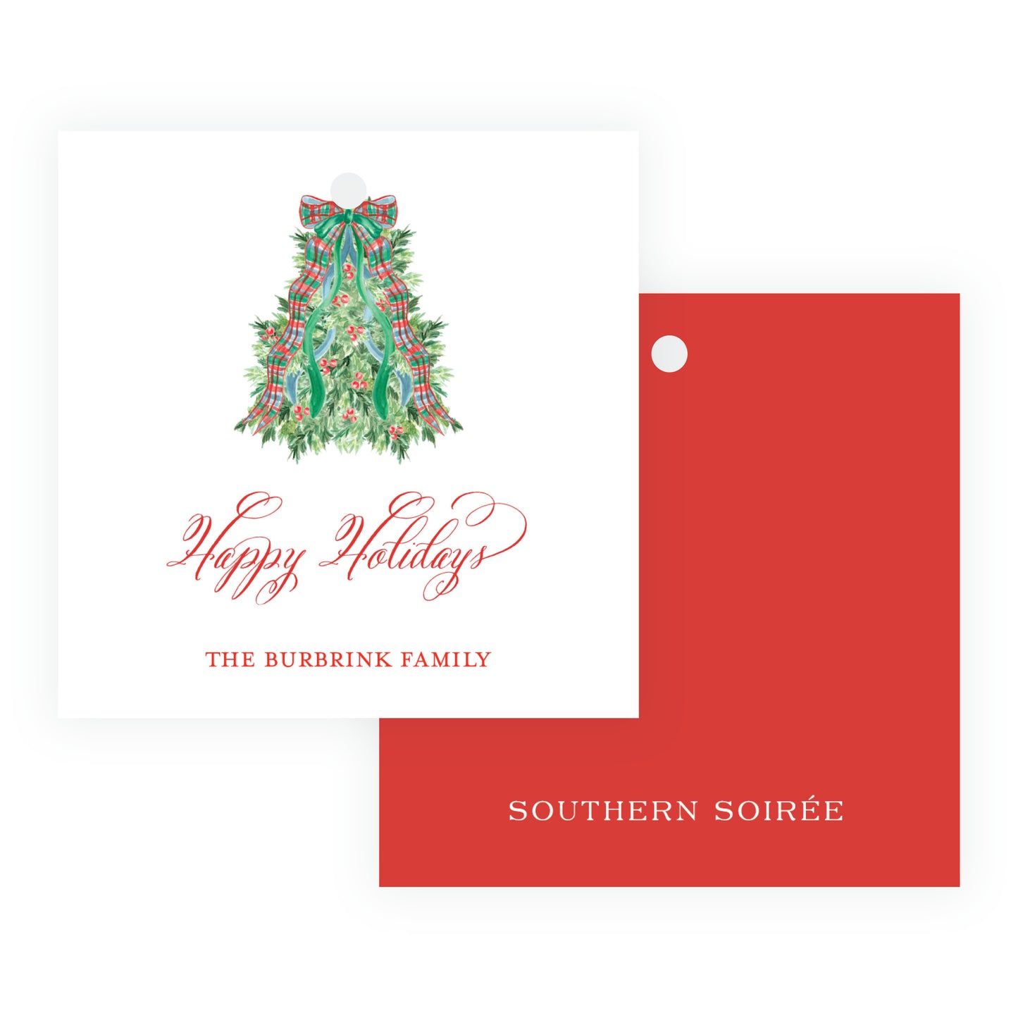 Christmas Plaid Tree Square Gift Tag