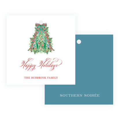 Christmas Plaid Tree Square Gift Tag