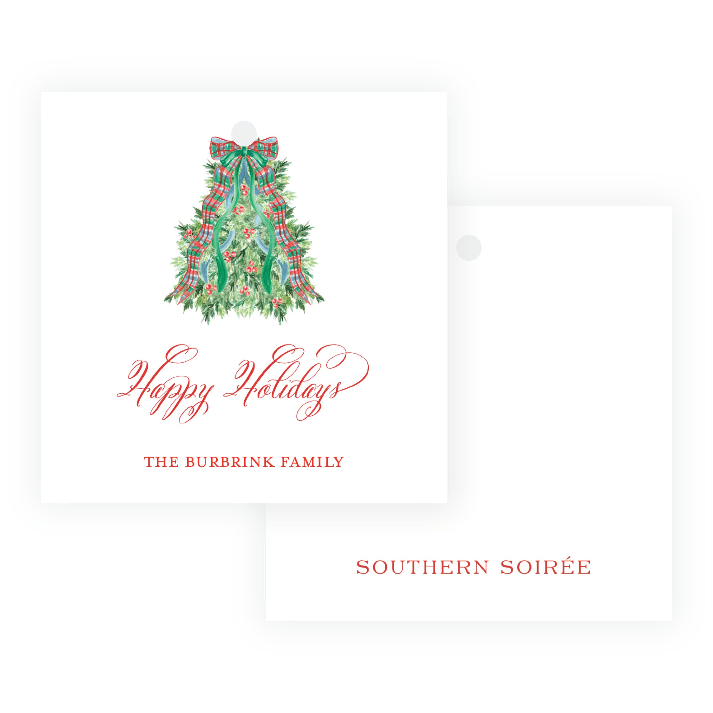 Christmas Plaid Tree Square Gift Tag
