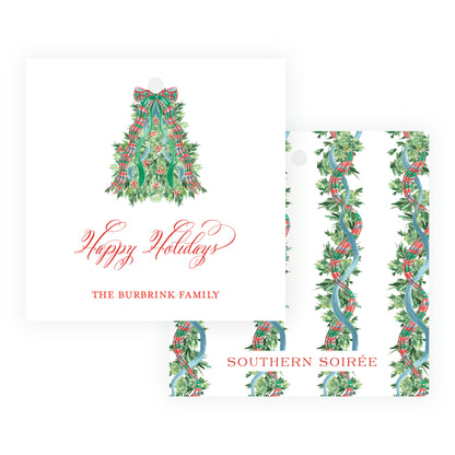 Christmas Plaid Tree Square Gift Tag