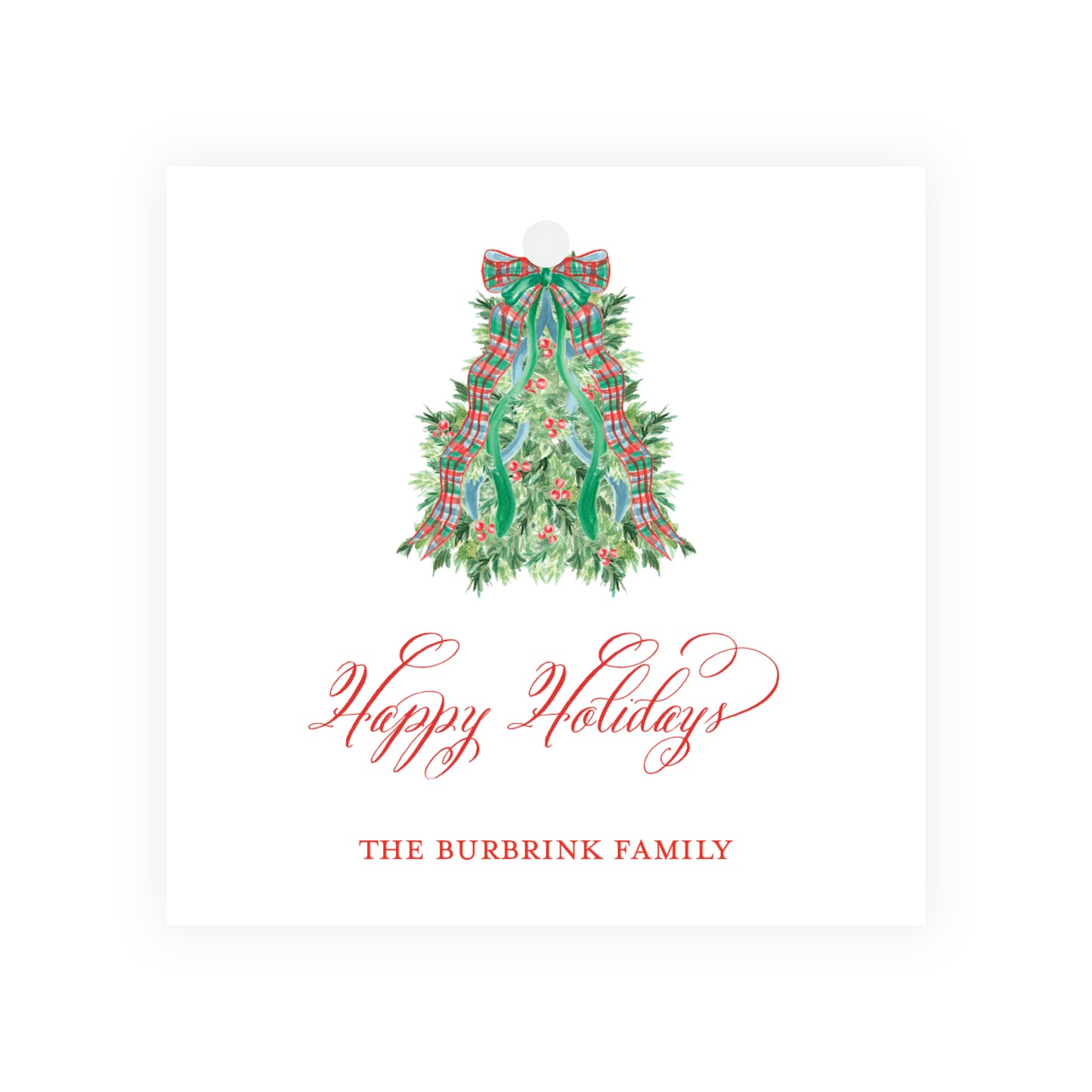 Christmas Plaid Tree Square Gift Tag