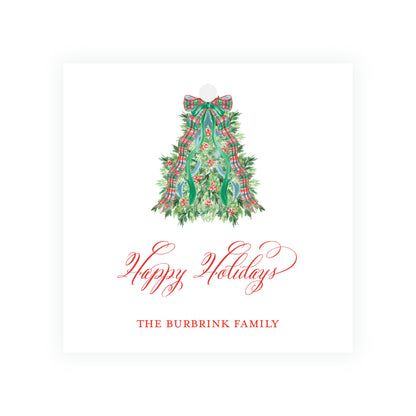 Christmas Plaid Tree Square Gift Tag