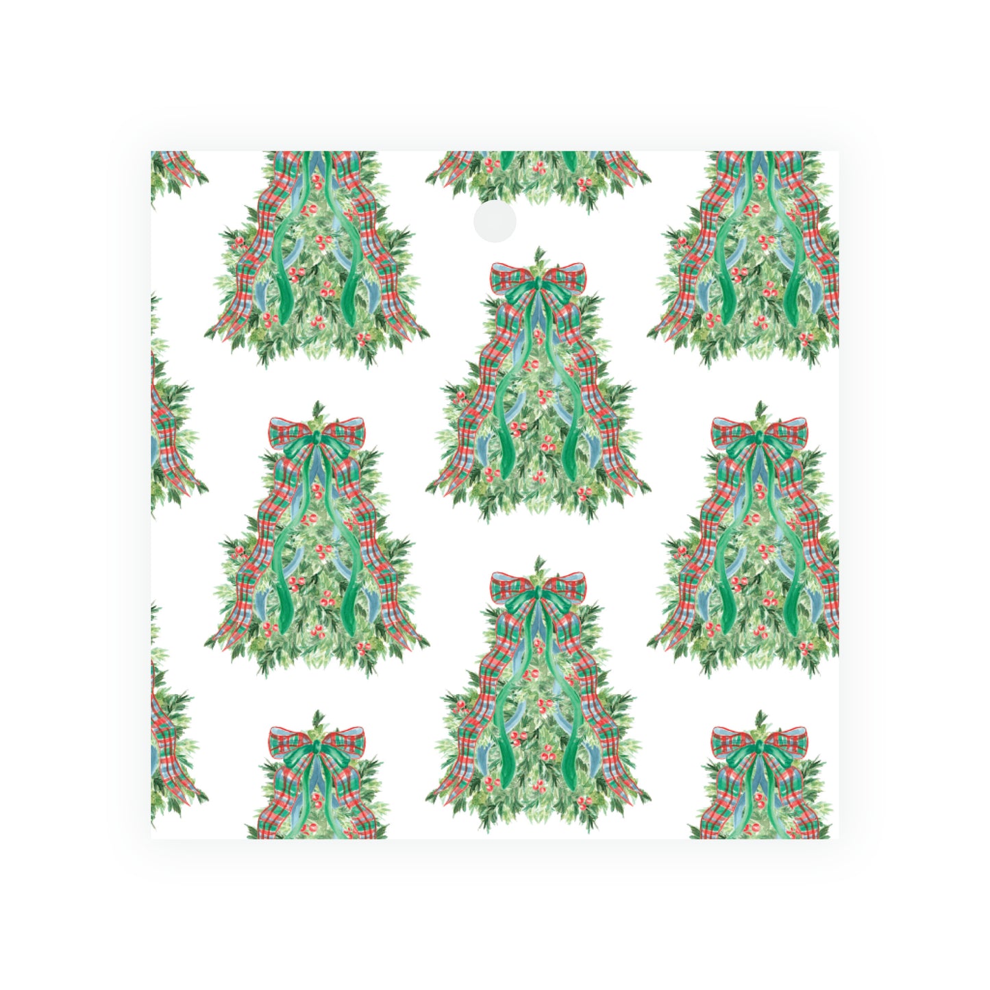 Christmas Plaid Tree Square Gift Tag