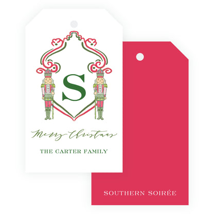 Southern Nutcracker Red Crest with Monogram Gift Tag