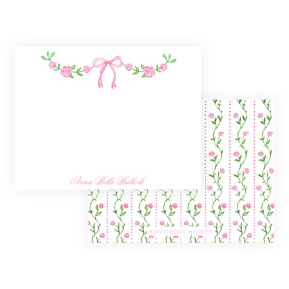 Personalized Tiny Petals watercolor floral swag note cards