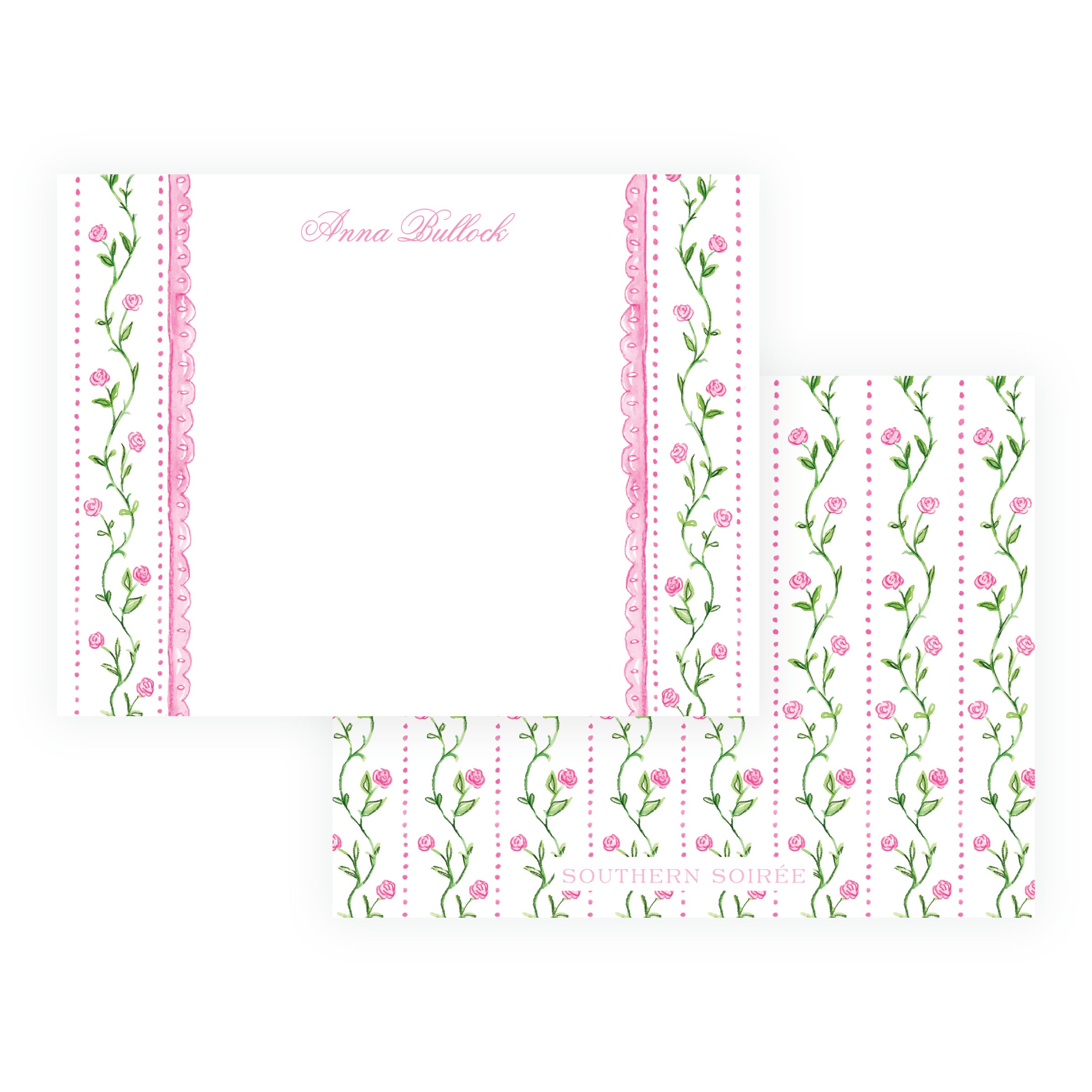 Tiny Petals Floral Trim Border Note Cards