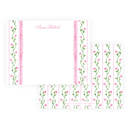 Tiny Petals Floral Trim Border Note Cards