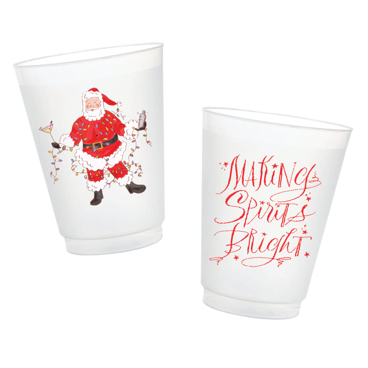 Tipsy Tangled Santa Making Spirits Bright Frosted Cups
