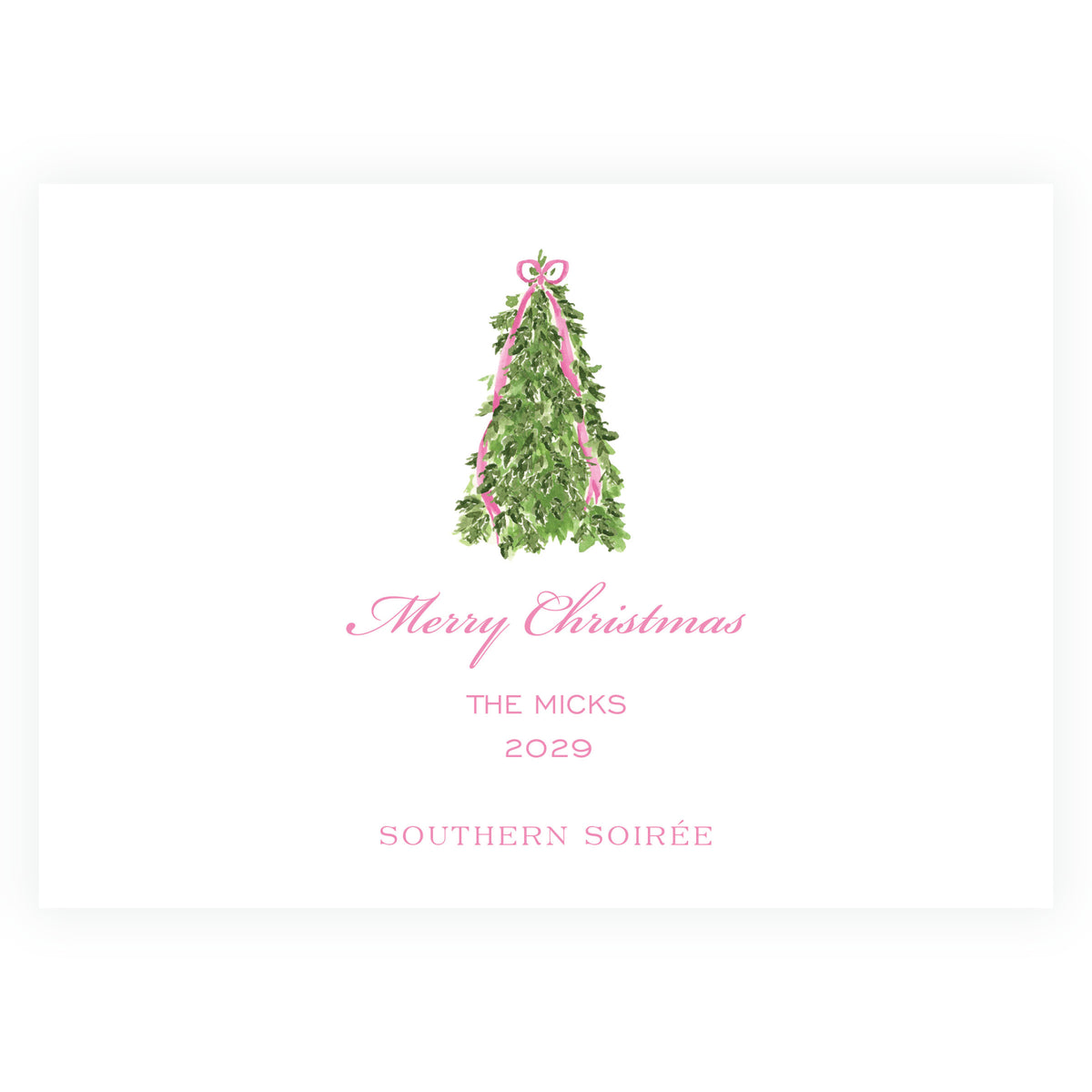 Decked in Garland – Pink Garland Lattice Landscape Personalized Christmas Photo Card Product Description