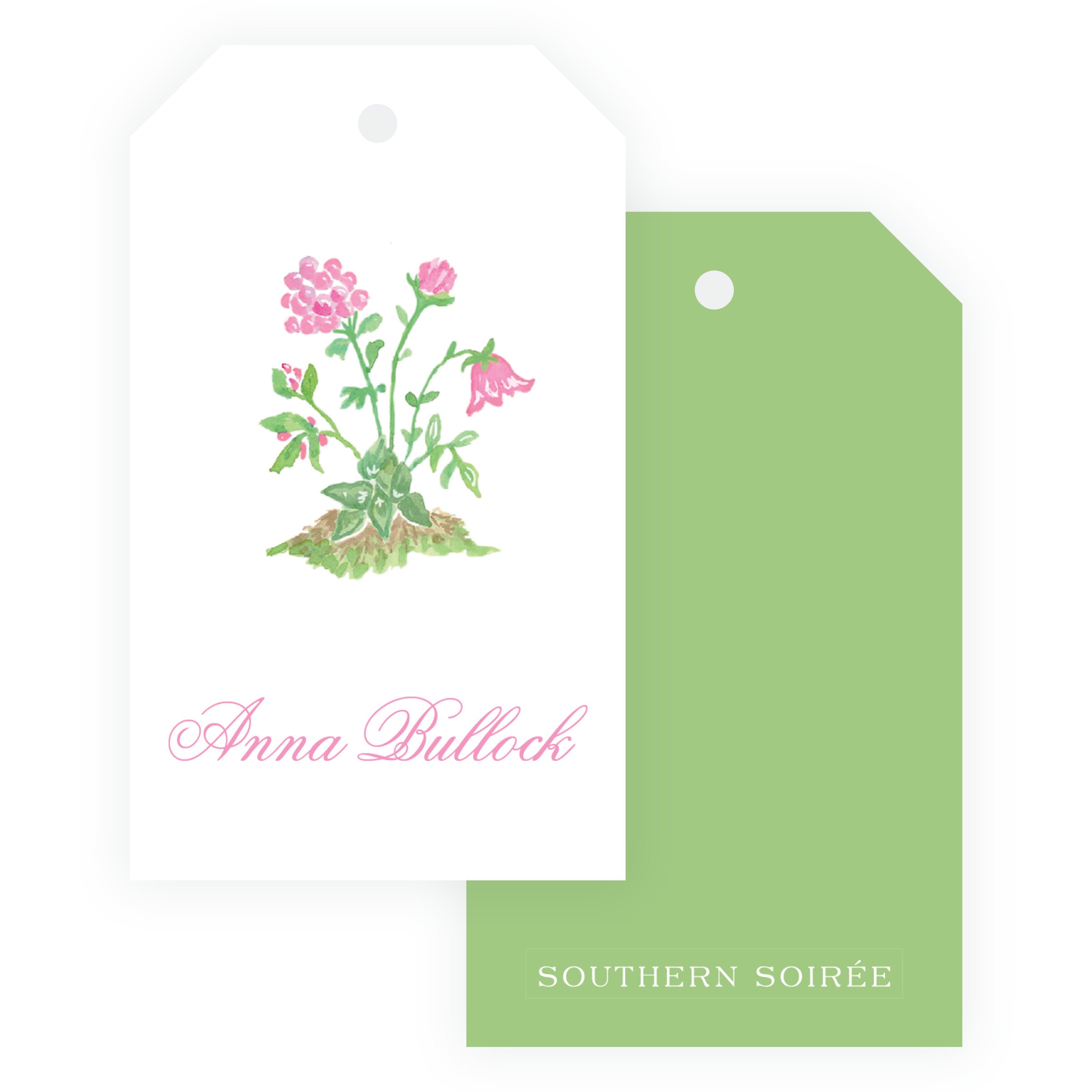 Personalized Tiny Petals garden bloom hanging gift tag