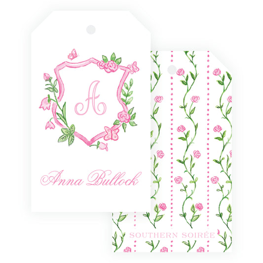 Tiny Petals Crest Gift Tag Vertical [2.375x4]