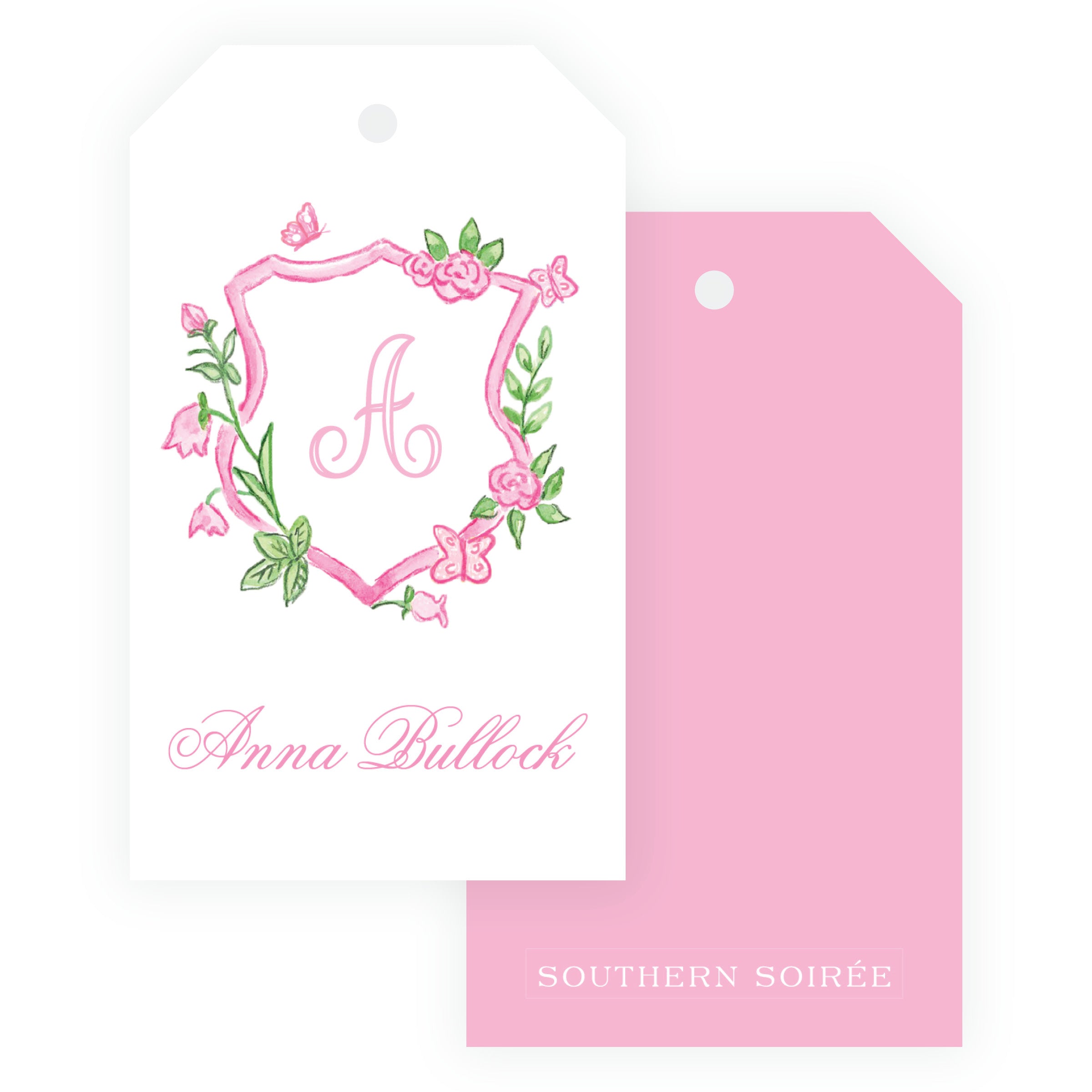 Tiny Petals Personalized Floral Crest Gift Tag