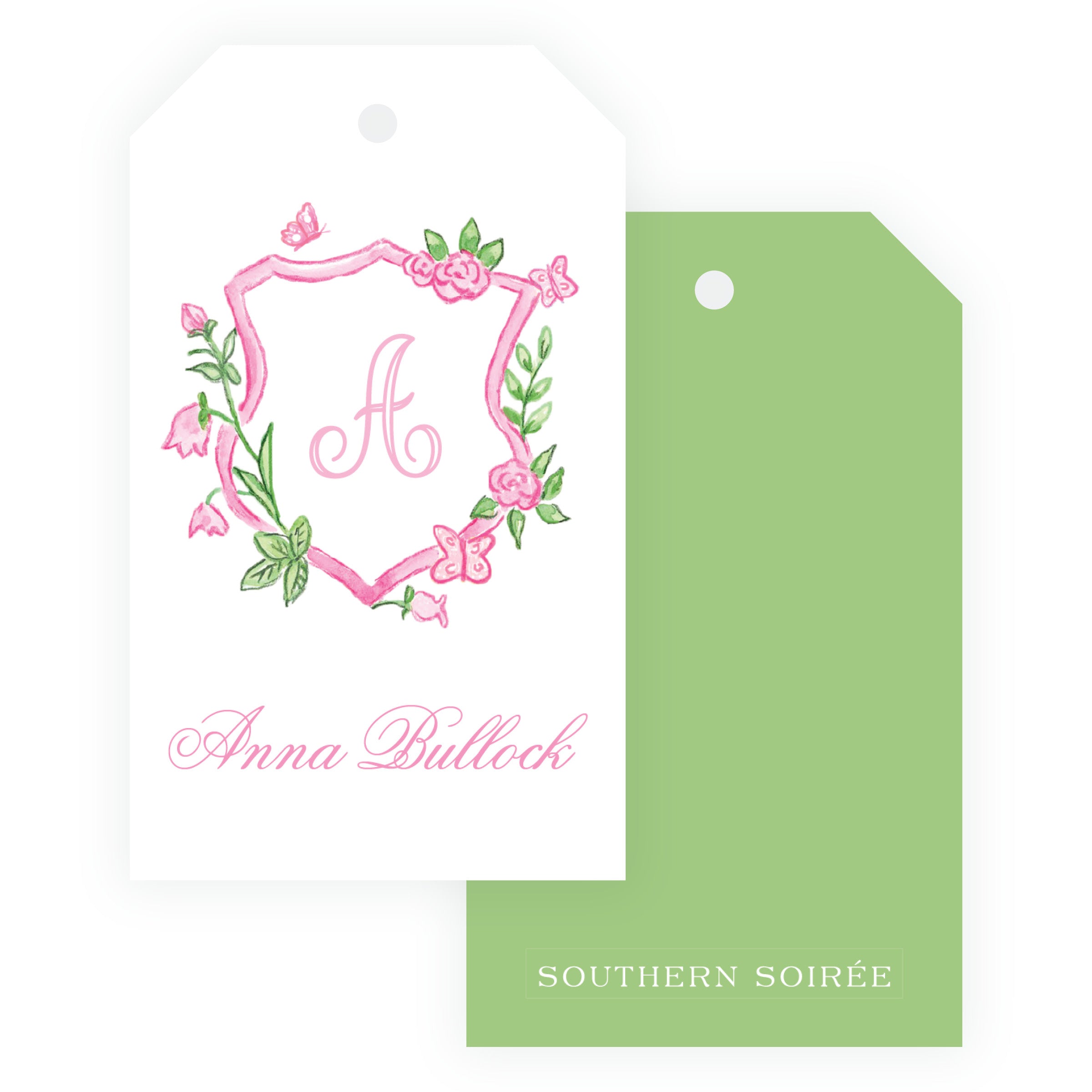 Tiny Petals Personalized Floral Crest Gift Tag
