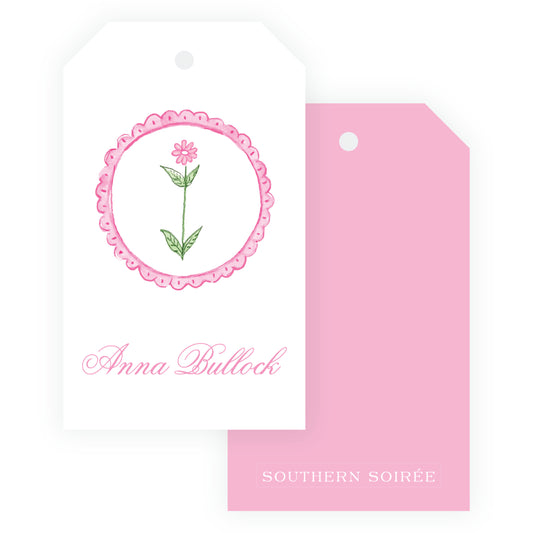 Tiny Petals Flower Medallion Gift Tag Vertical [2.375x4]