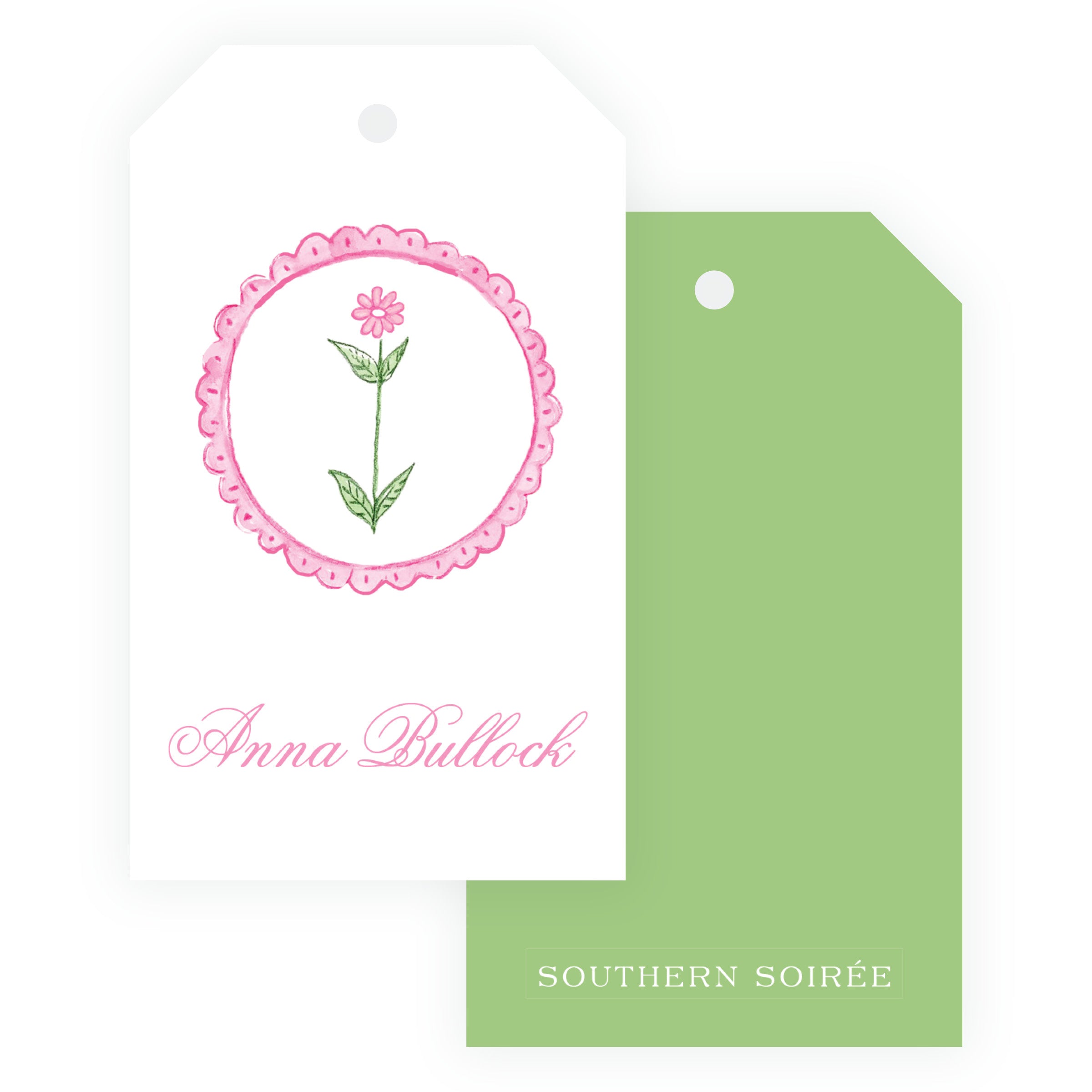 Tiny Petals Personalized Flower Medallion Gift Tag