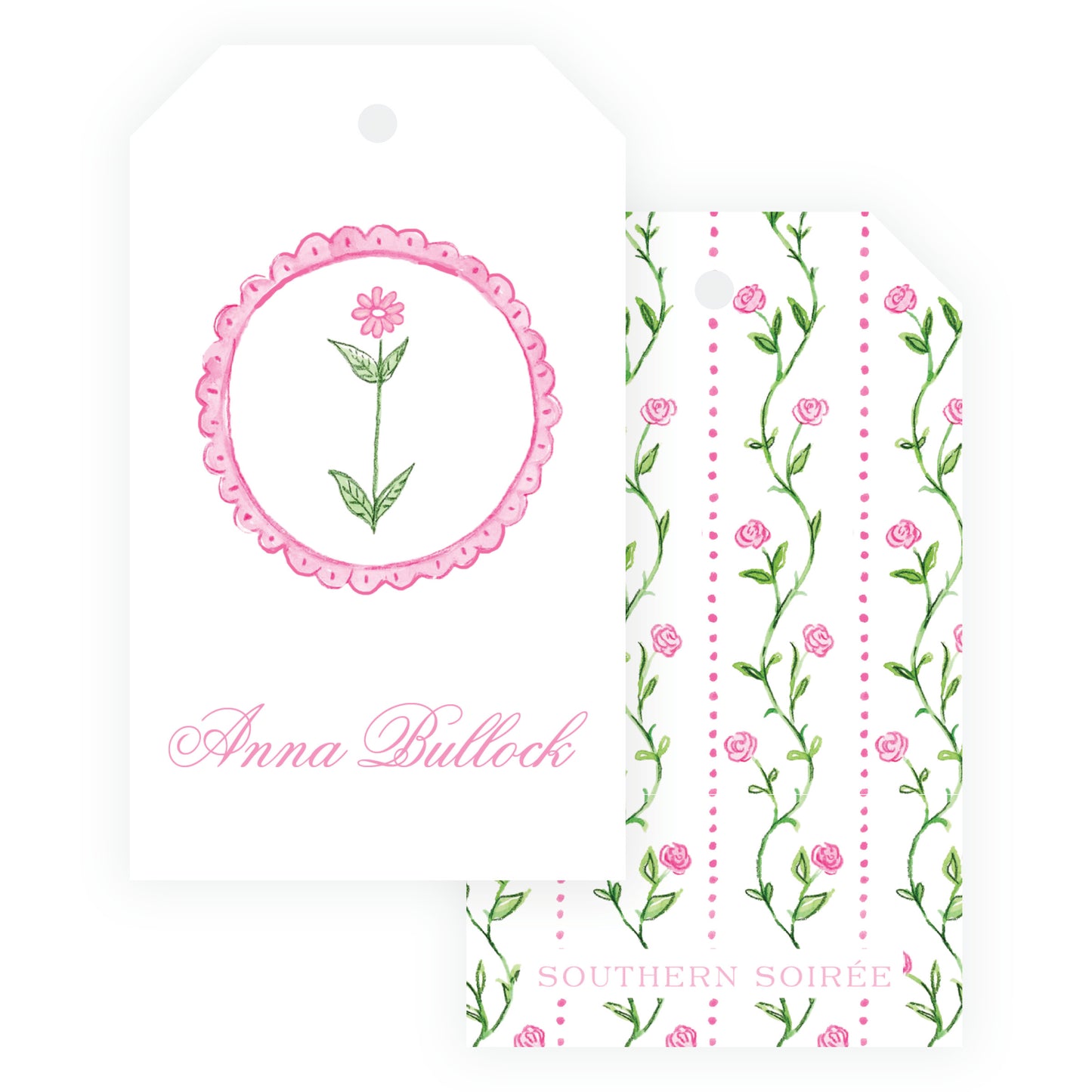 Tiny Petals Flower Medallion Gift Tag Vertical [2.375x4]