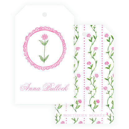 Tiny Petals Flower Medallion Gift Tag Vertical [2.375x4]
