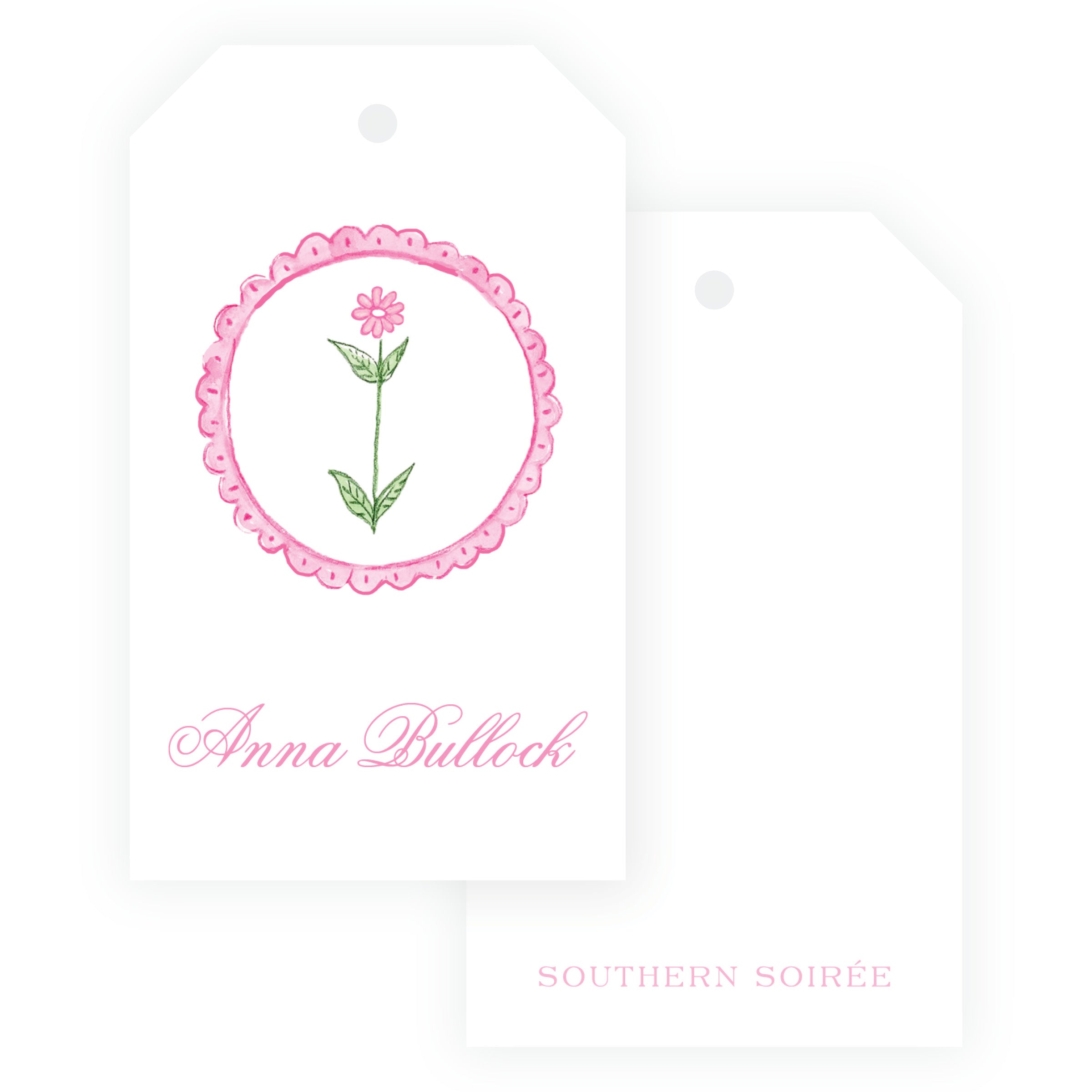 Tiny Petals Personalized Flower Medallion Gift Tag