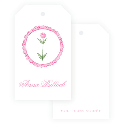 Tiny Petals Flower Medallion Gift Tag Vertical [2.375x4]