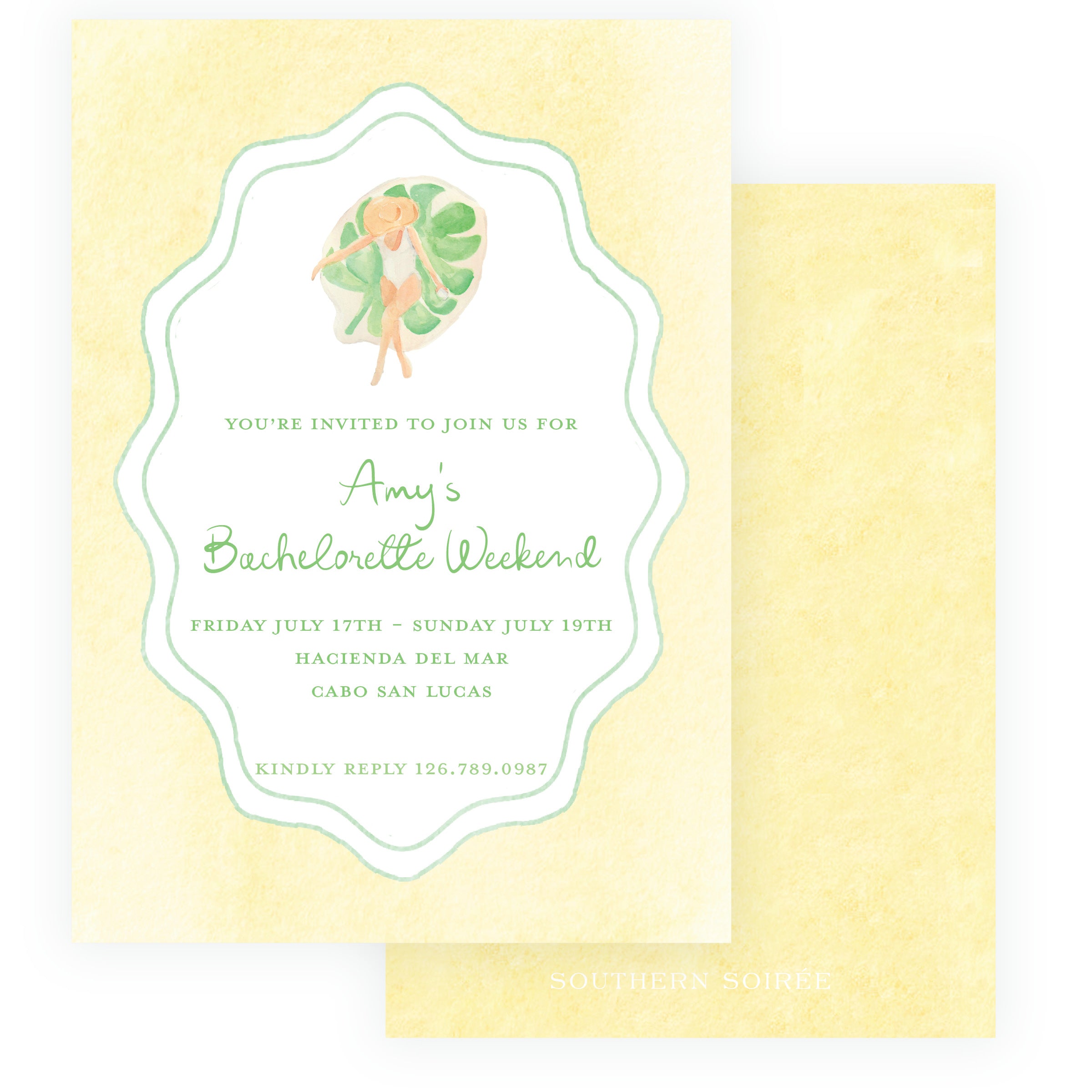 Floats & Féte Yellow Bachelorette Invitation