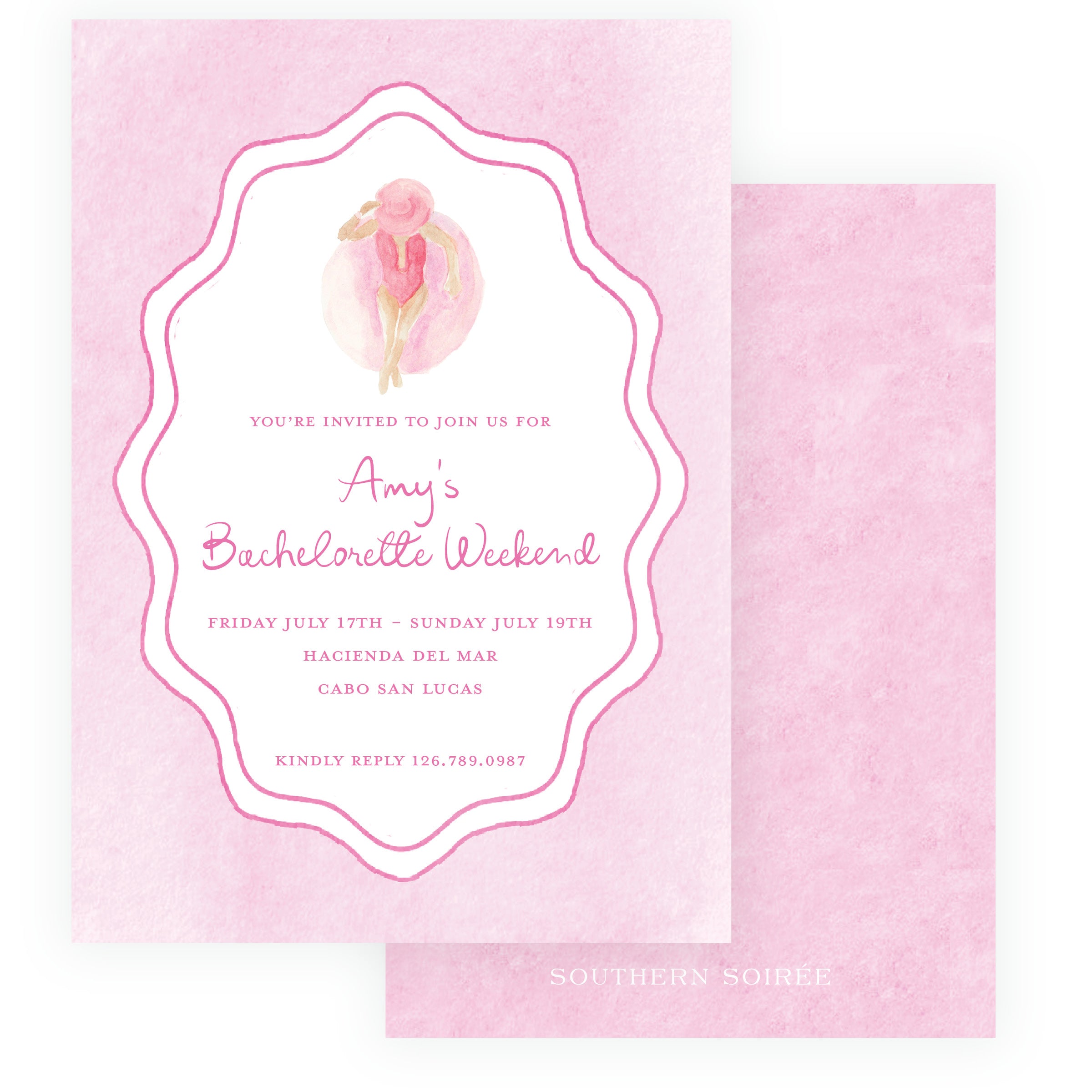 Floats & Féte Pink Bachelorette Invitation
