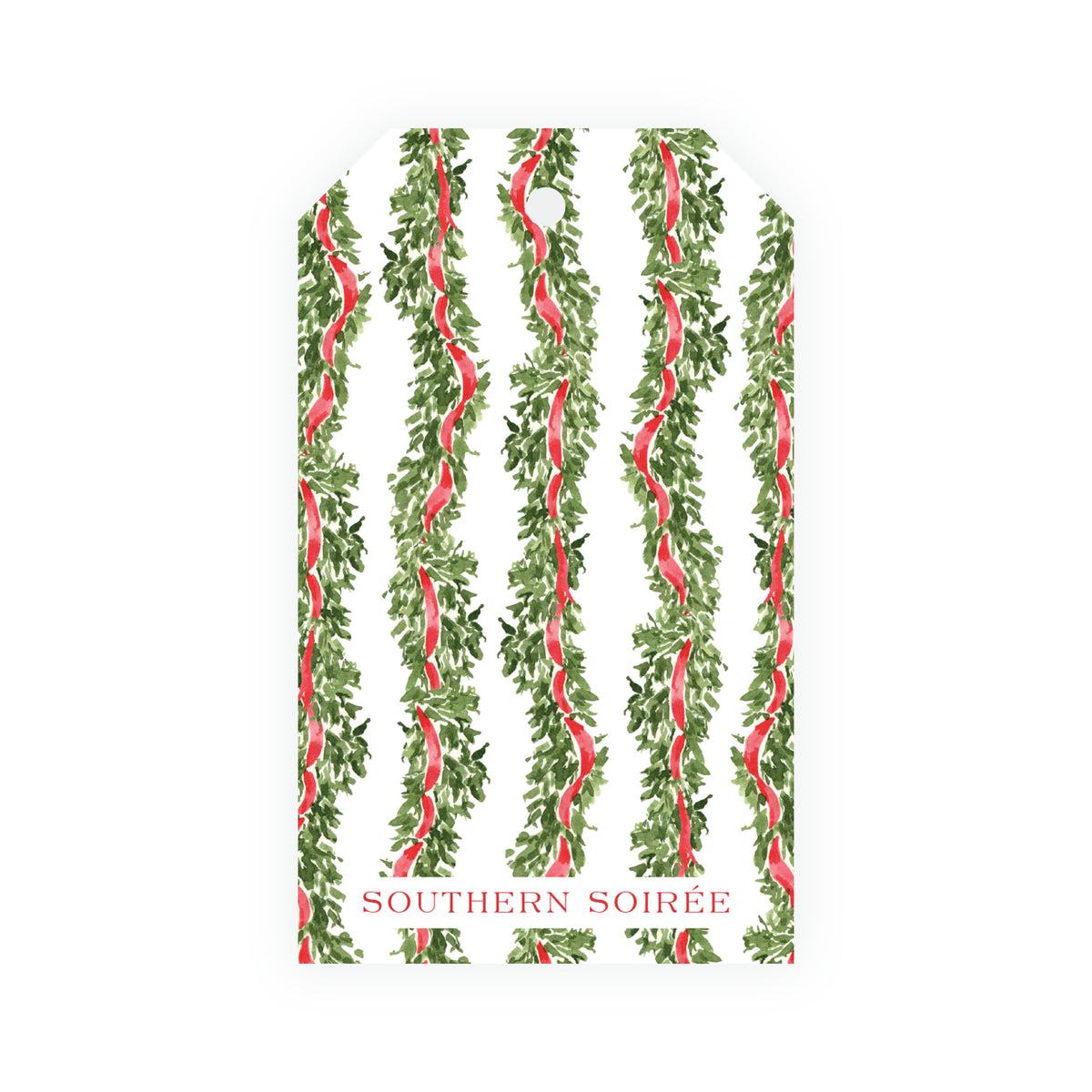 Decked in Bows Red Wreath Personalized Christmas Gift Tag