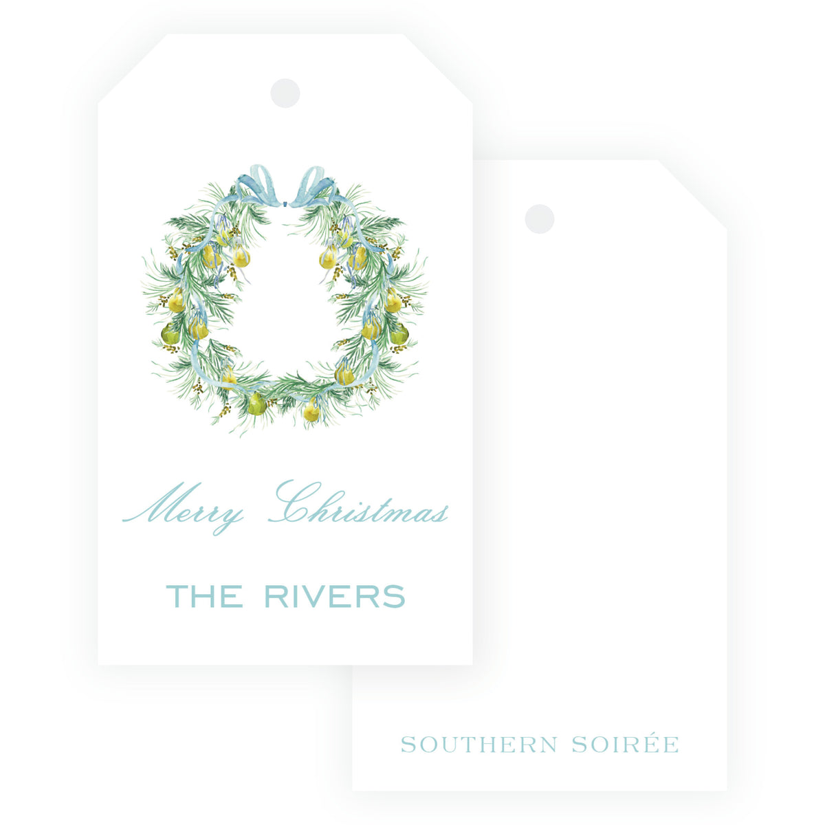 Evergreen & Pear – Wreath Personalized Christmas Gift Tag