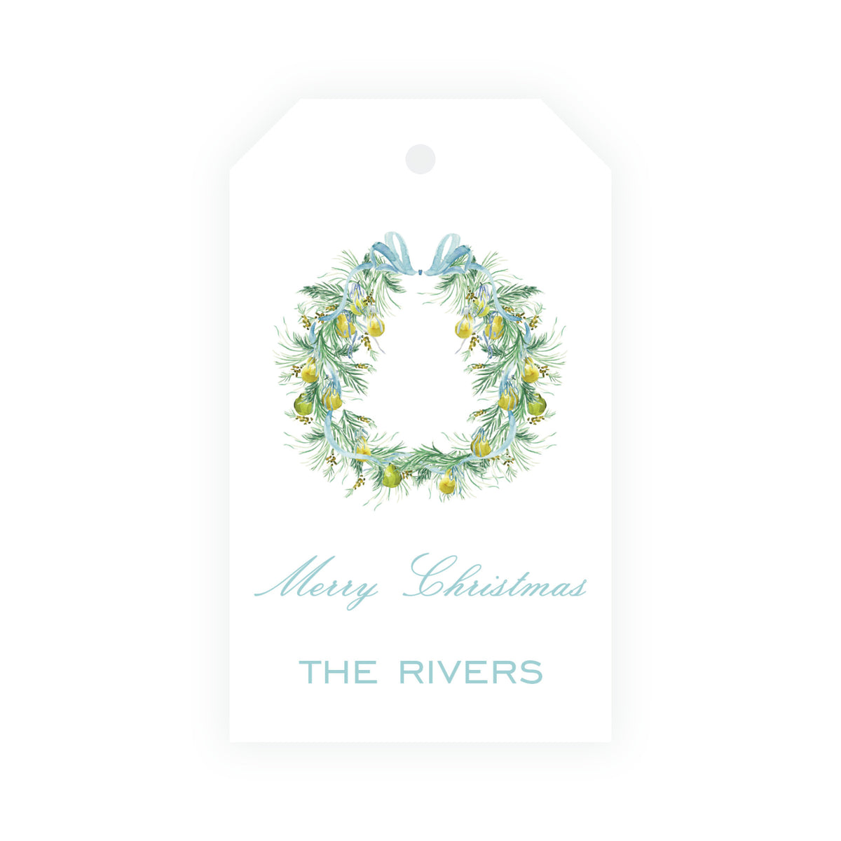 Evergreen & Pear – Wreath Personalized Christmas Gift Tag