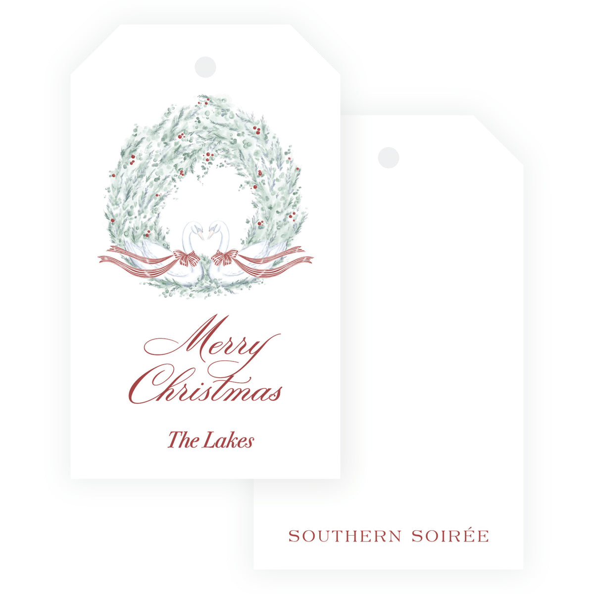 Yuletide Swans Wreath Gift Tags