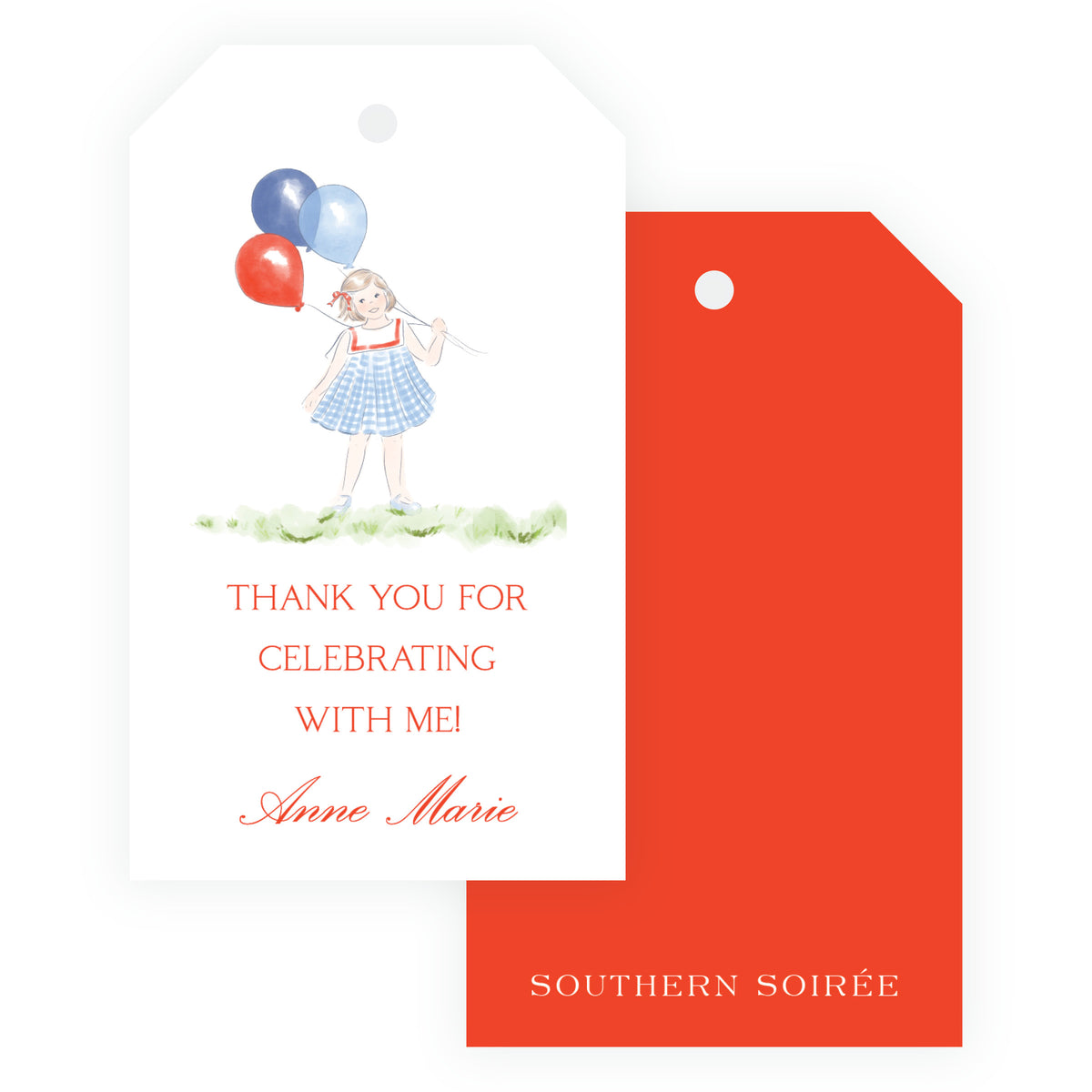 Sweet Liberty Girl with Balloons Gift Tag Vertical [2.375x4]