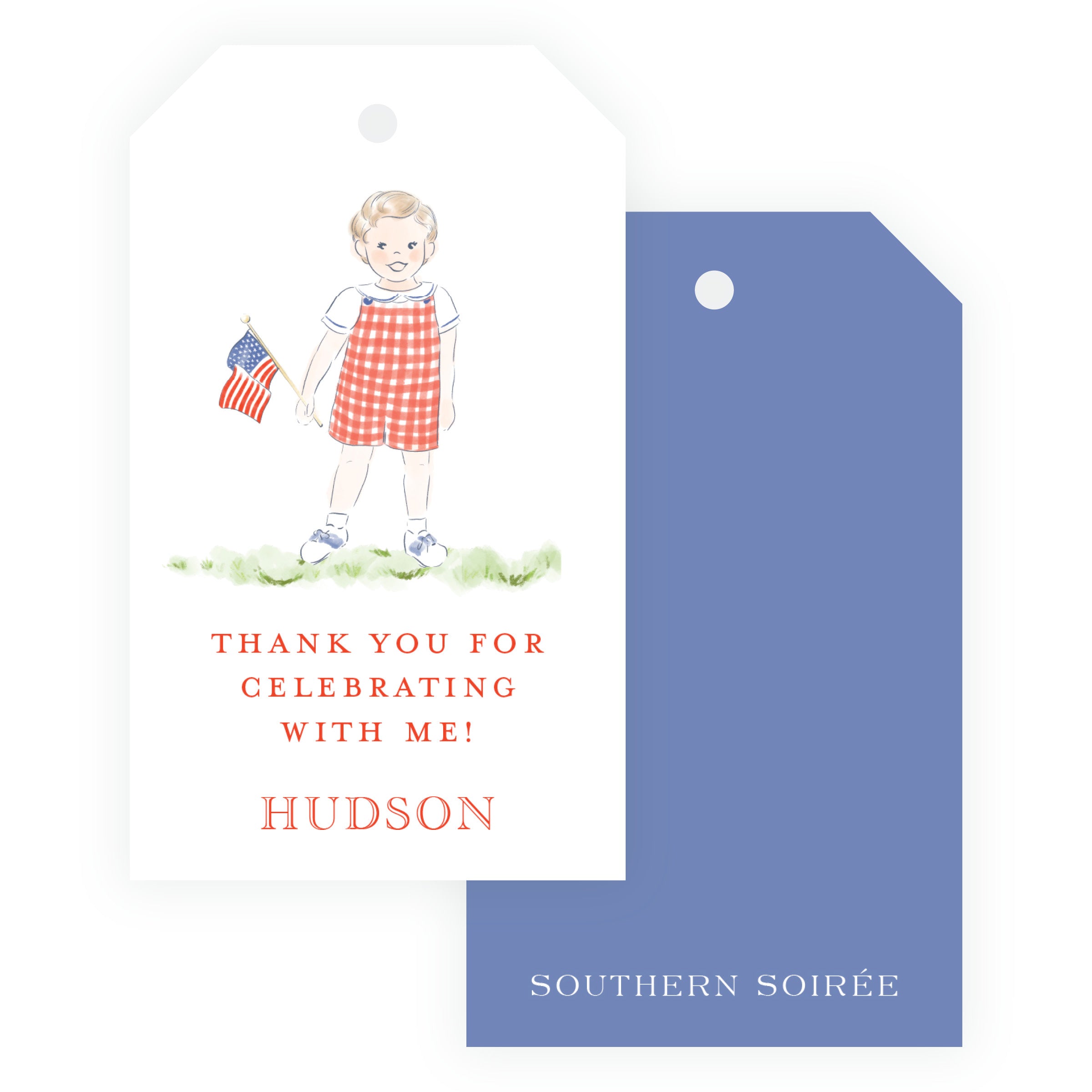 Sweet Liberty Boy with Small Flag Gift Tag Vertical [2.375x4]