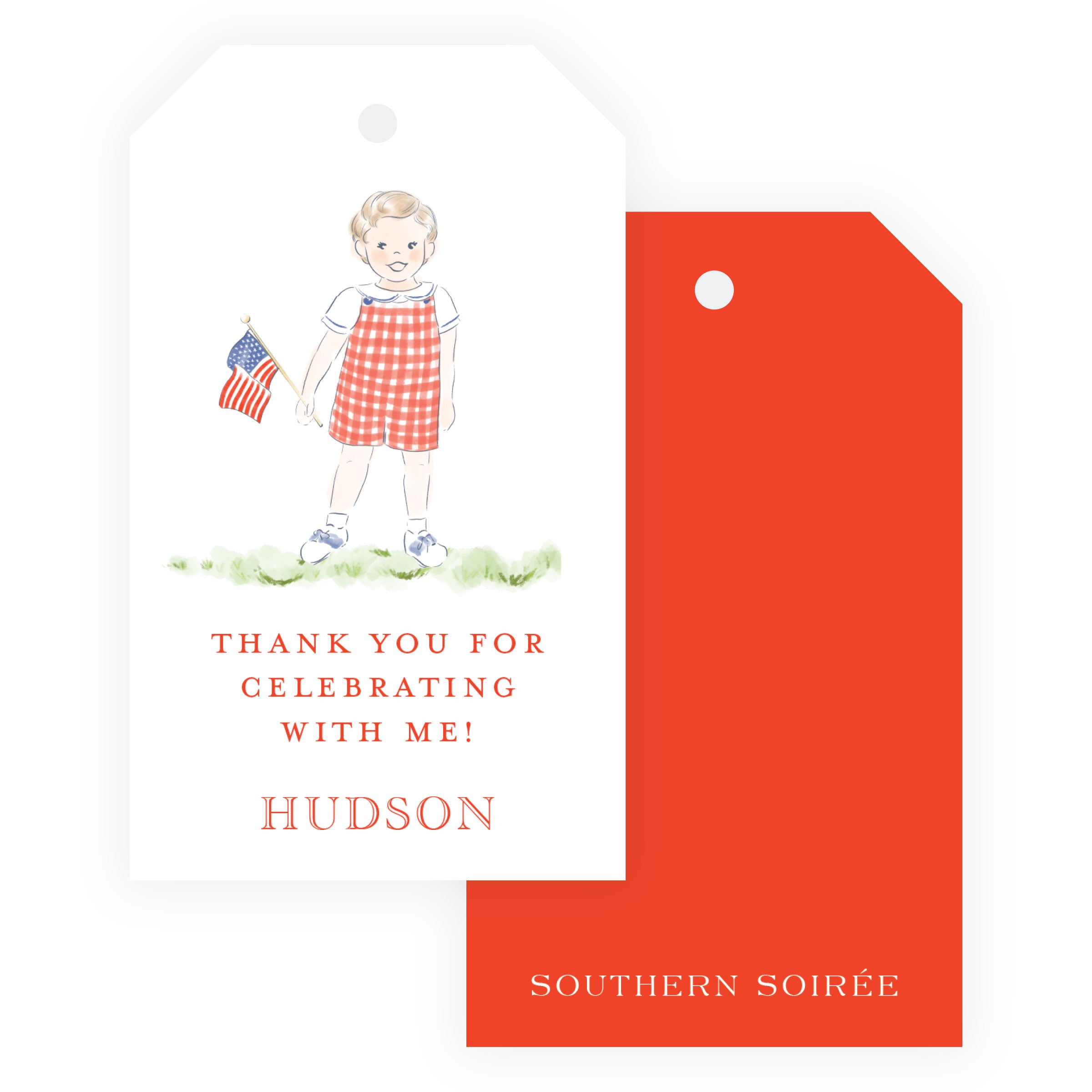 Sweet Liberty Boy with Small Flag Gift Tag Vertical [2.375x4]