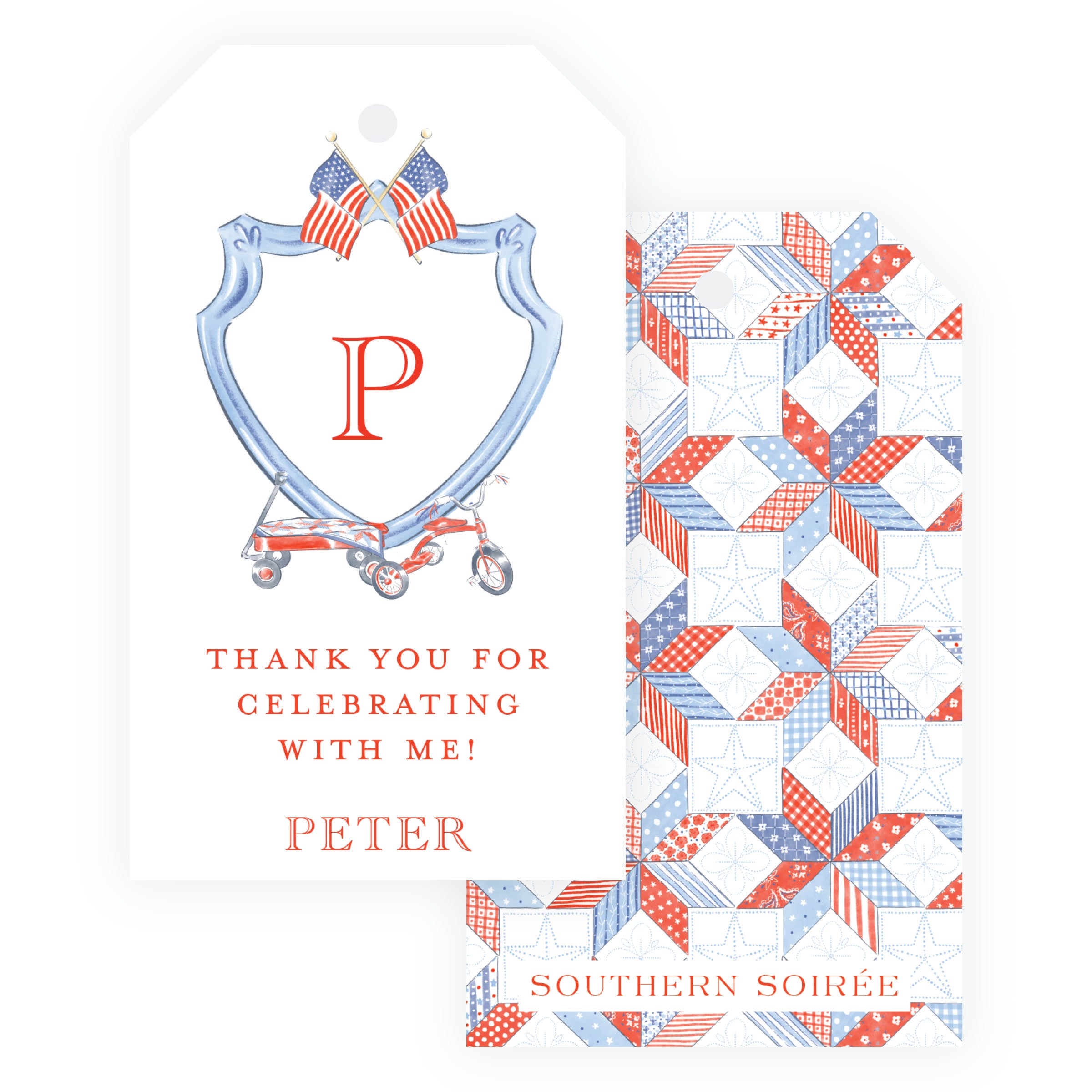 Sweet Liberty Wagon Crest Gift Tag Vertical [2.375x4]