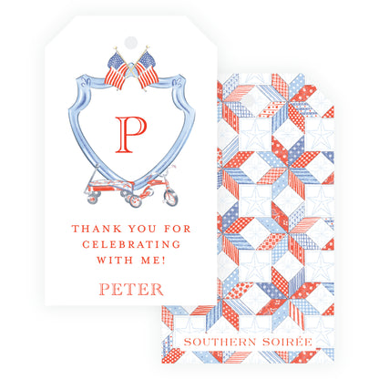 Sweet Liberty Wagon Crest Gift Tag Vertical [2.375x4]