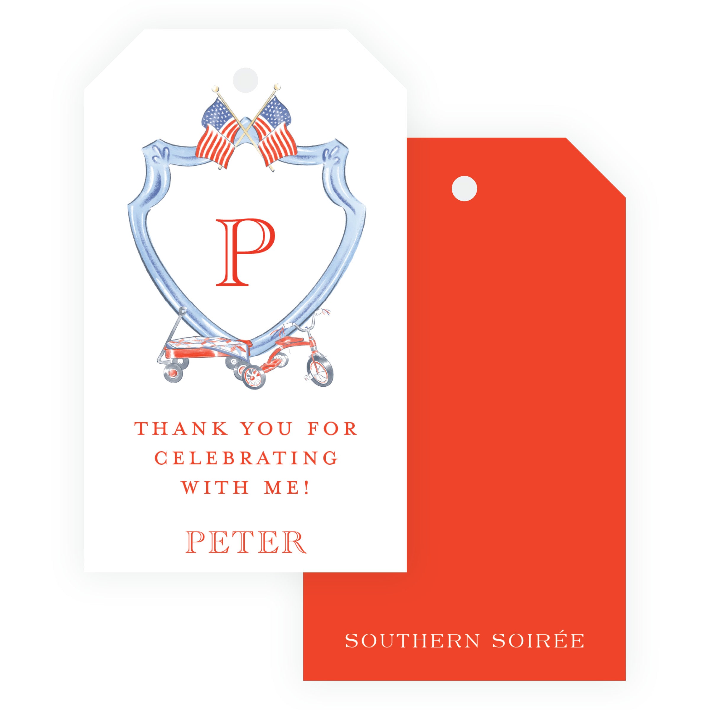 Sweet Liberty Wagon Crest Gift Tag Vertical [2.375x4]