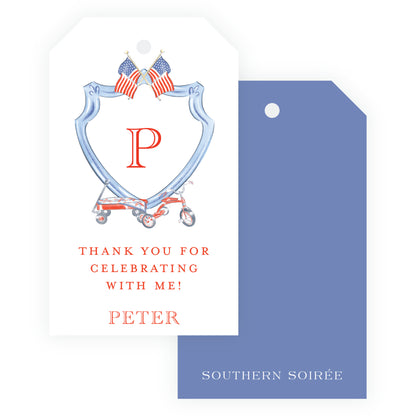 Sweet Liberty Wagon Crest Gift Tag Vertical [2.375x4]