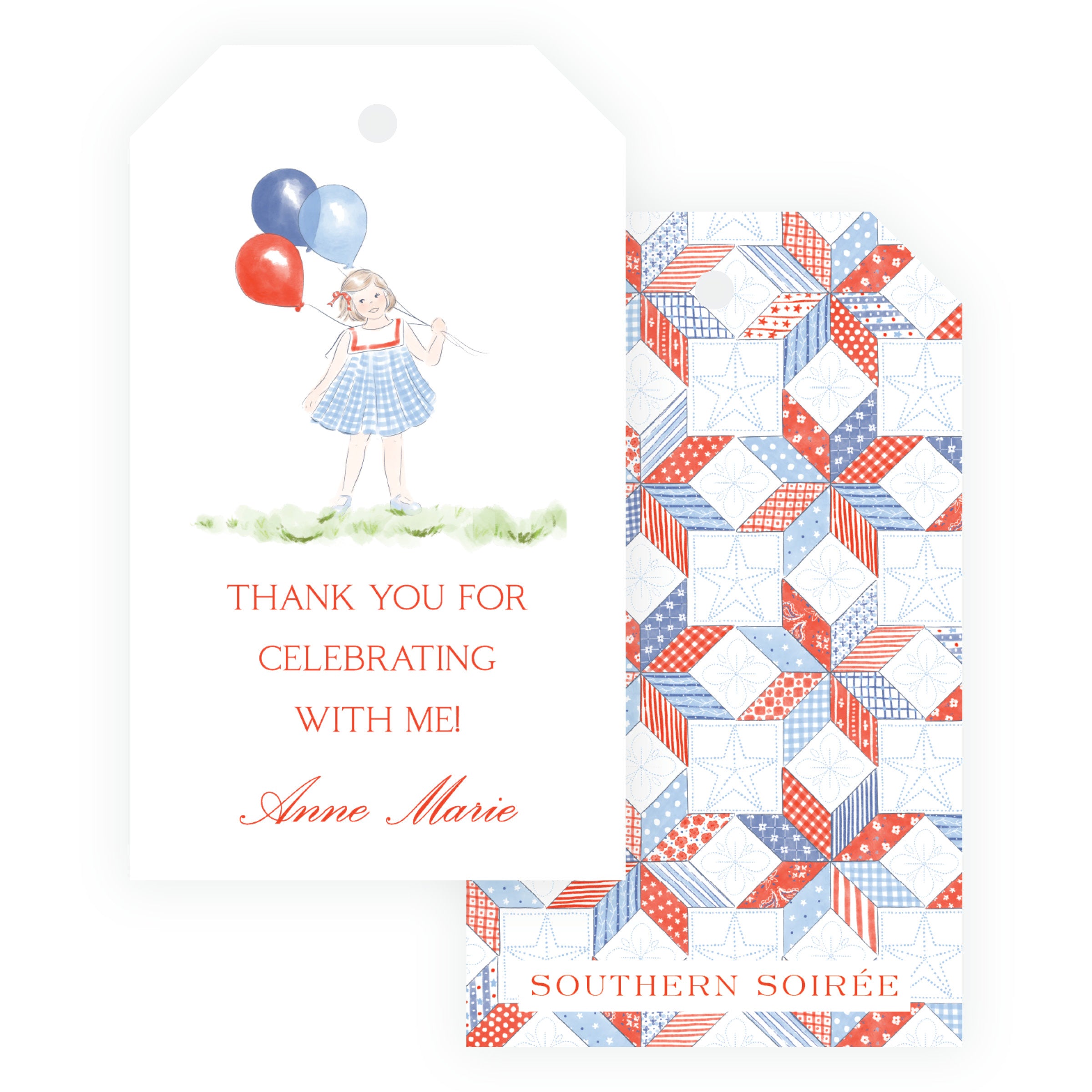 Sweet Liberty Girl with Balloons Gift Tag Vertical [2.375x4]