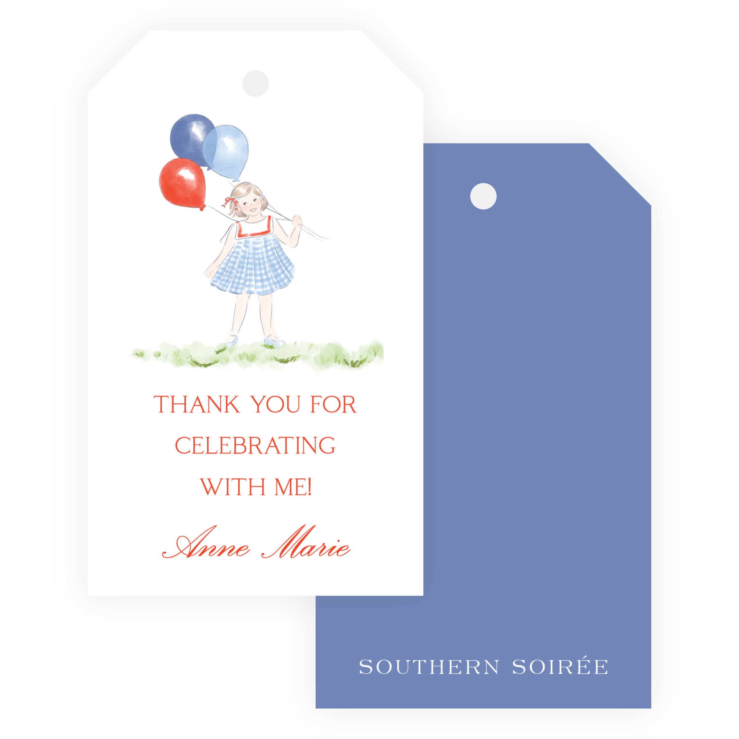 Sweet Liberty Girl with Balloons Gift Tag Vertical [2.375x4]