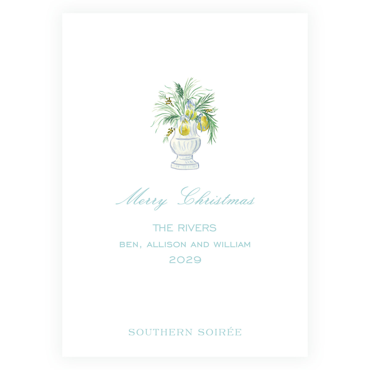 Evergreen & Pear – Full Frame Personalized Christmas Photo Card