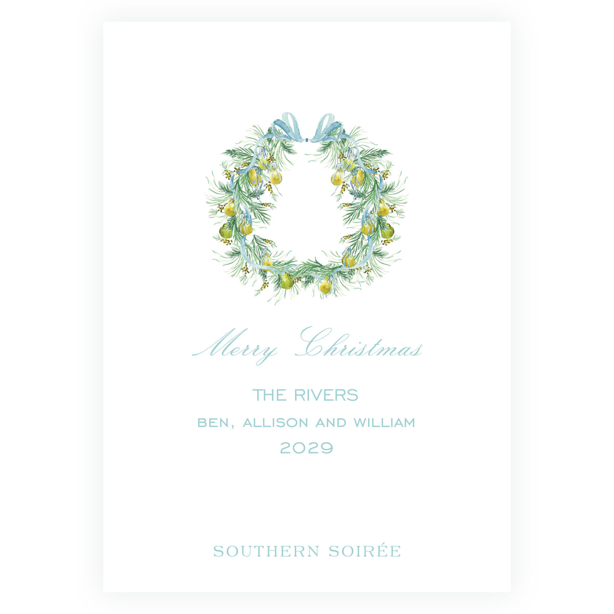 Evergreen & Pear – Full Frame Personalized Christmas Photo Card