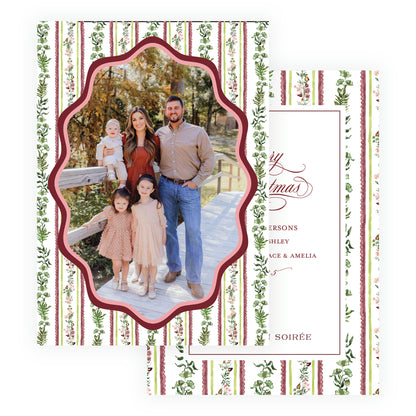 Figs and Floral Oval Frame Botanical Stripe