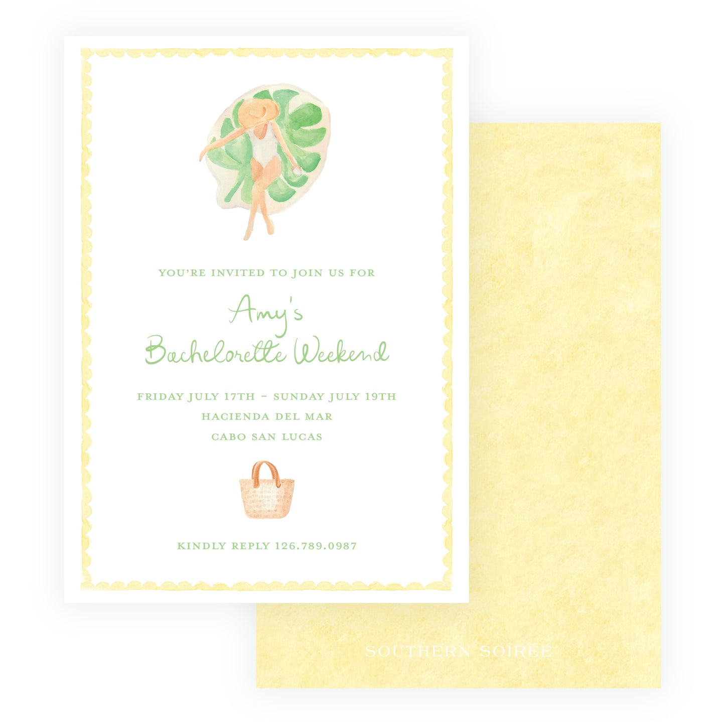 Floats & Féte Yellow Frame Bachelorette Invitation