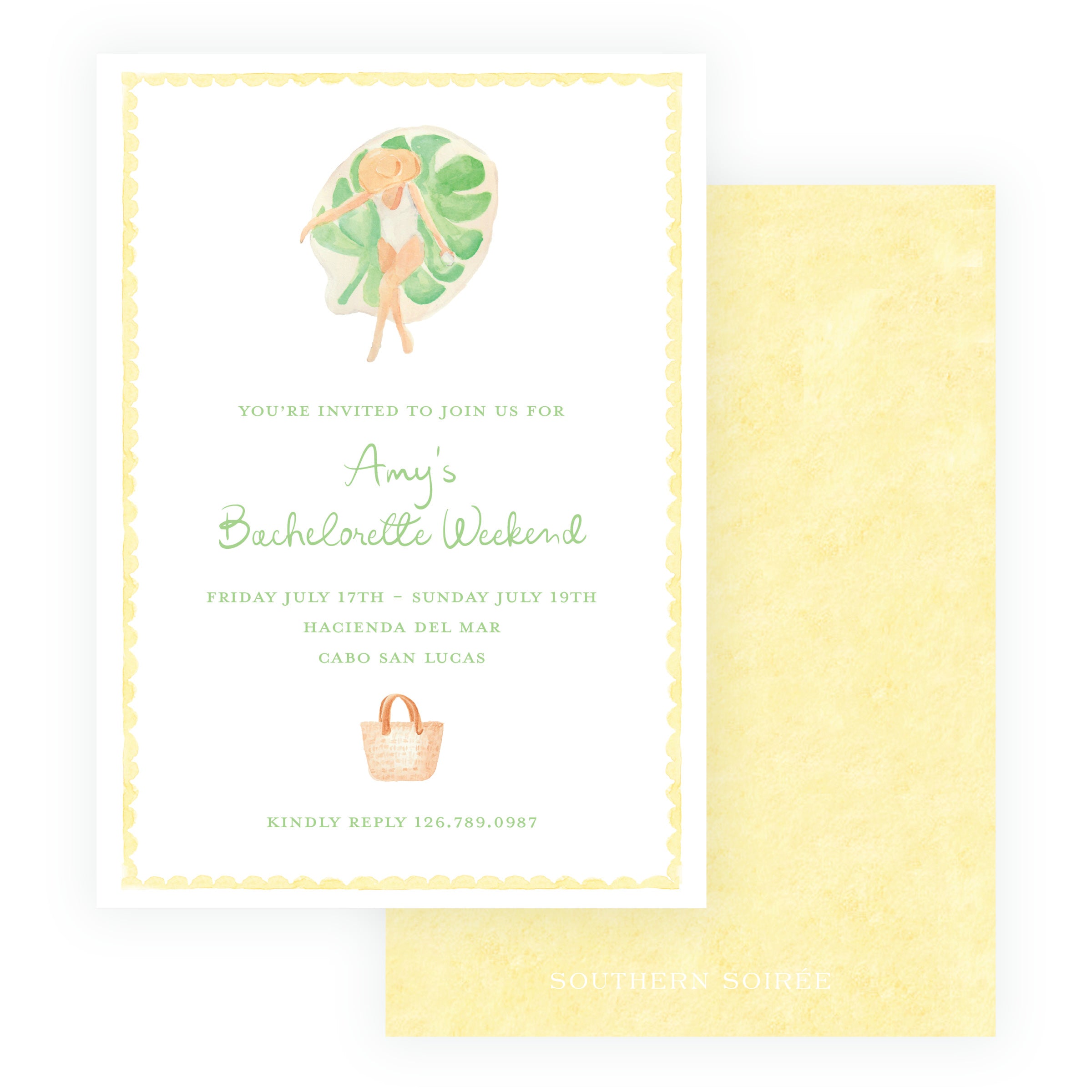Floats & Féte Yellow Frame Bachelorette Invitation