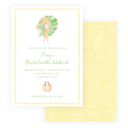 Floats & Féte Yellow Frame Bachelorette Invitation