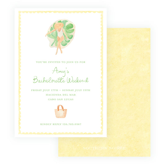Floats & Féte Yellow Frame Bachelorette Invitation