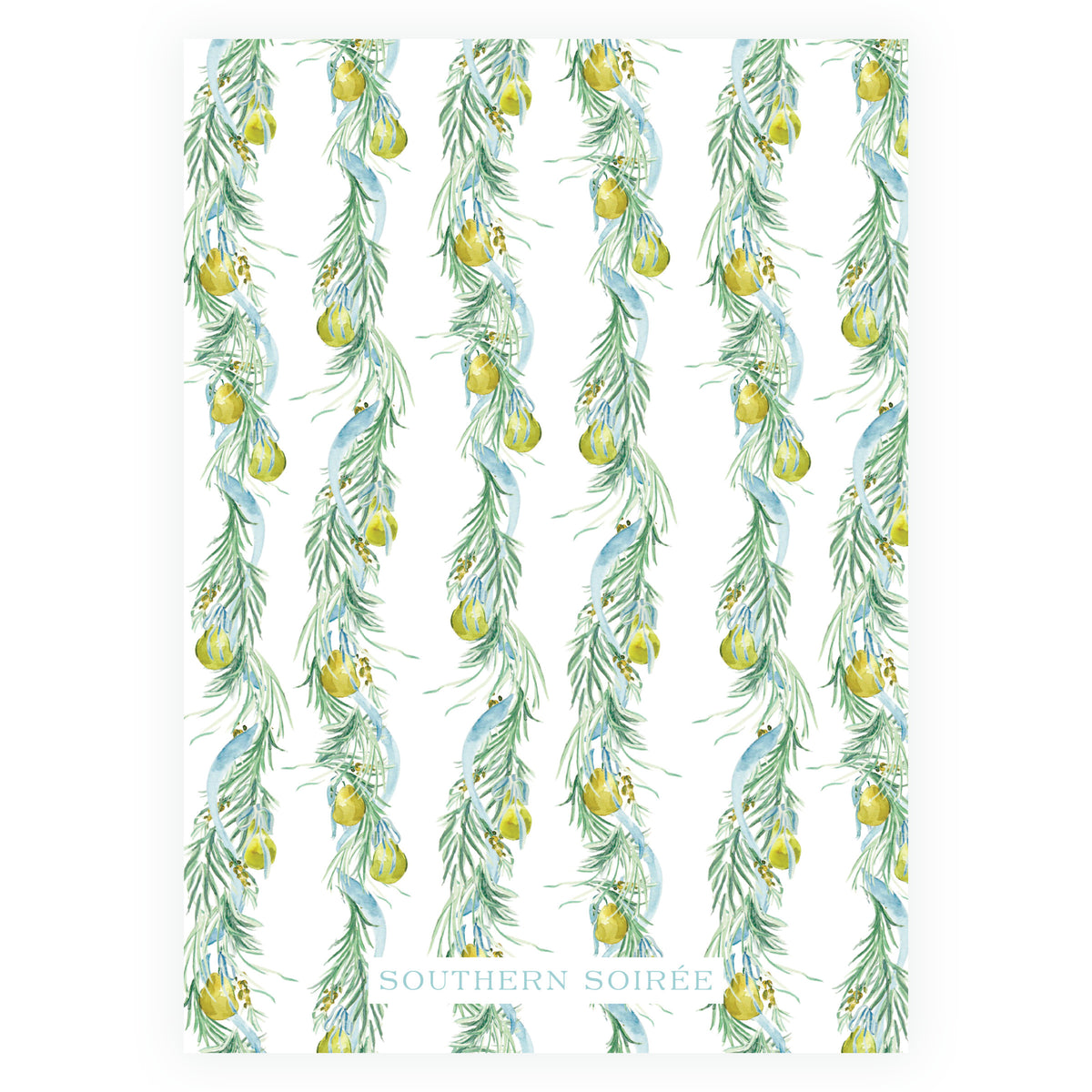 Evergreen & Pear – Garland & Bow Personalized Christmas Photo Card