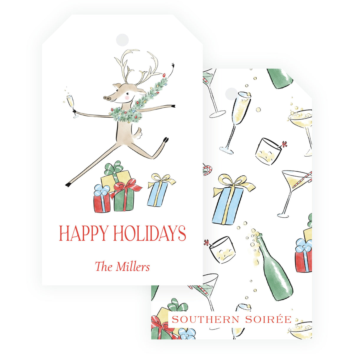 Reindeer Revelry Personalized Christmas Gift Tags – 2.375 x 4 Vertical